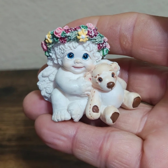 1996 Vintage Dreamsicles Playmates Angel Cherub Holding Teddy Bear Figurine - Picture 2 of 12
